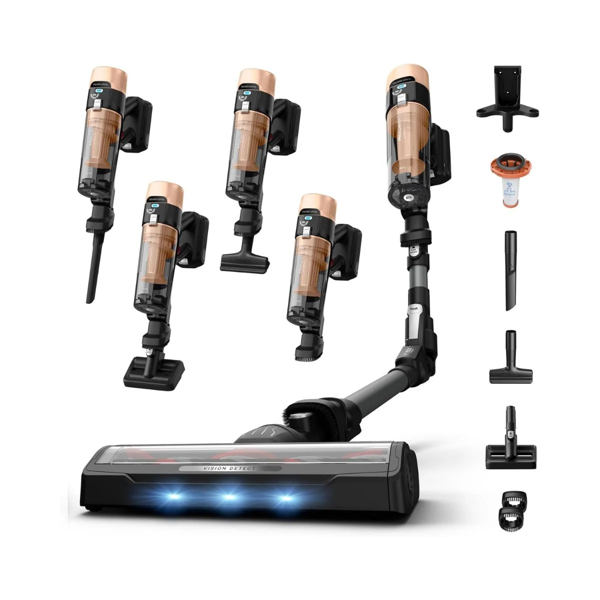 Aspiradora sin cable Rowenta X-Force Flex 9.80 Animal Care con tubo flexible, luz frontal y accesorios