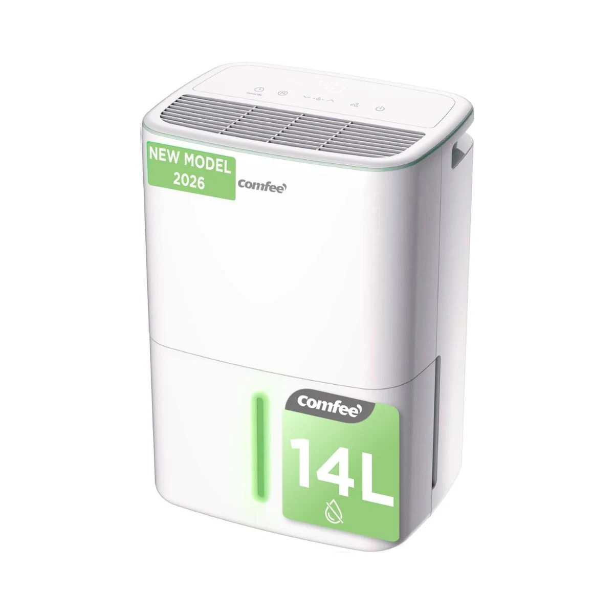 Deshumidificador COMFEE Aqua Dry blanco con etiqueta promocional de 14 L