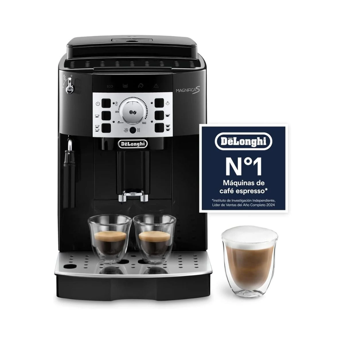Cafetera superautomática negra De’Longhi Magnifica S ECAM22.110.B con dos cafés
