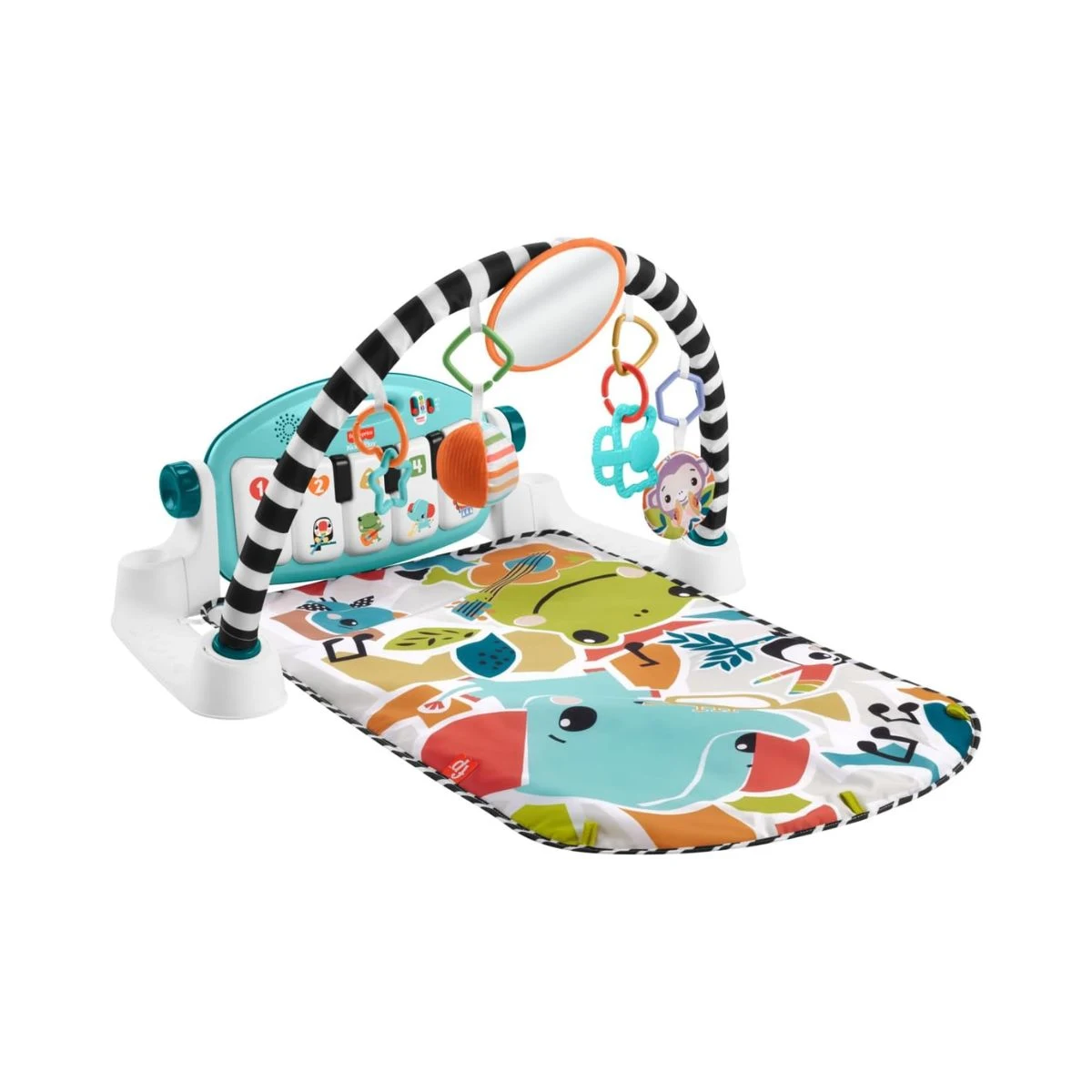 Gimnasio-piano Fisher-Price Glow and Grow con alfombra, arco de juguetes y piano de colores