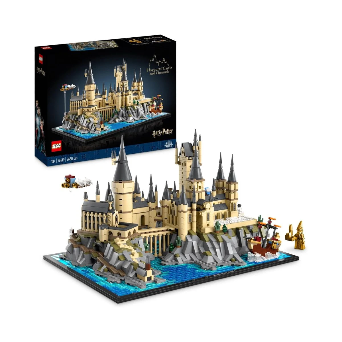 Set LEGO Harry Potter 76419 Castillo de Hogwarts y Terrenos con caja y maqueta construida