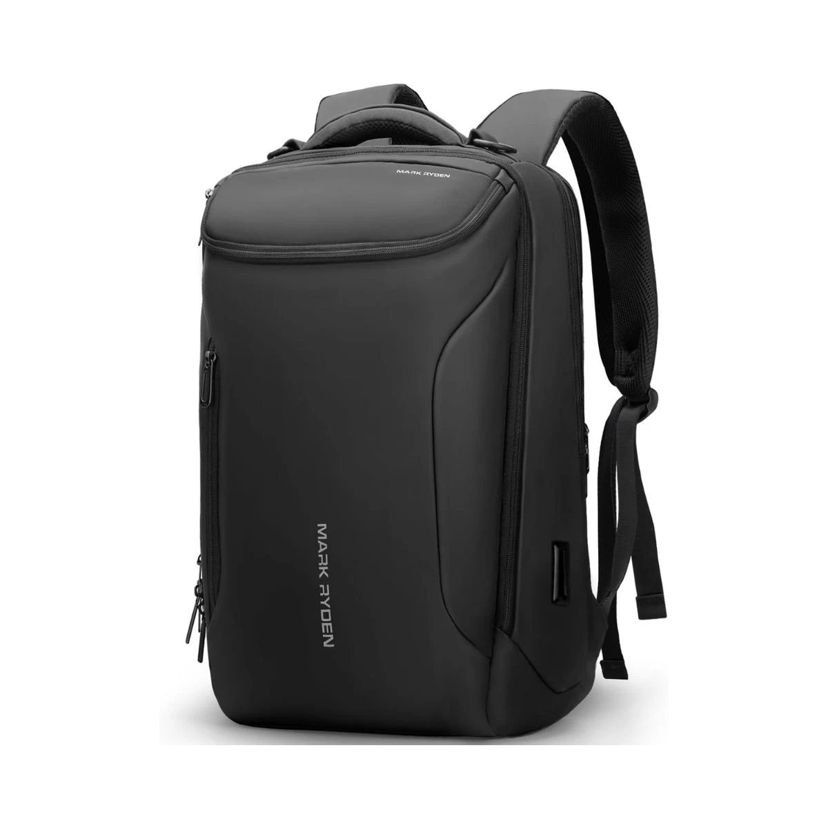 Mochila negra Mark Ryden para portátil con varios compartimentos y puerto USB lateral