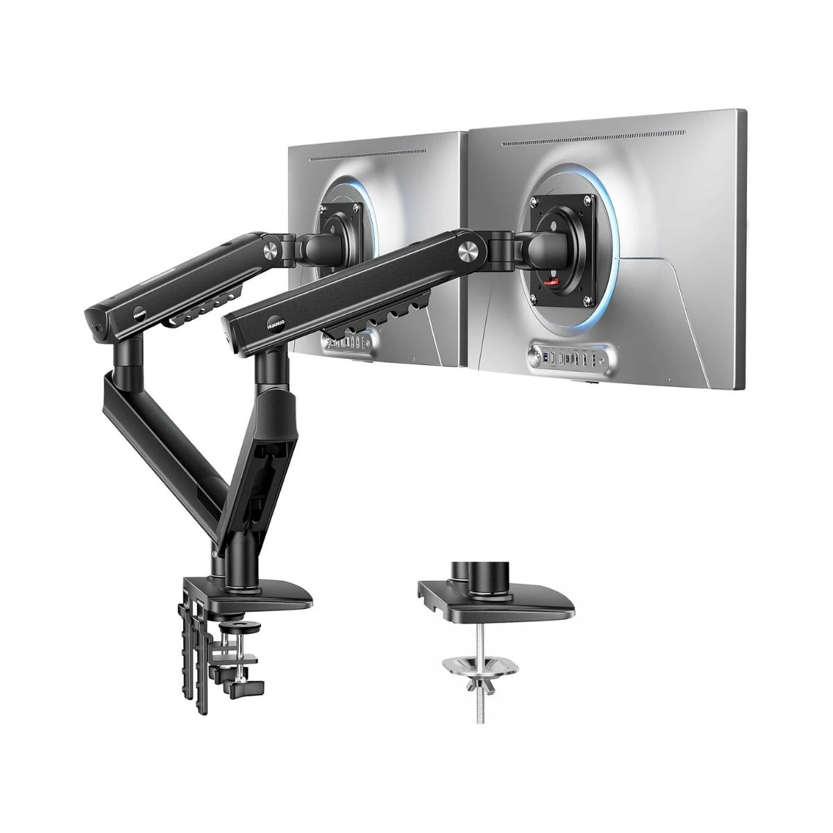 Soporte doble HUANUO FlowLift Pro con dos brazos articulados negros