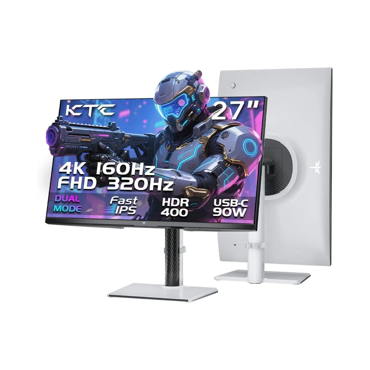 Monitor blanco KTC H27P6 de 27 pulgadas 4K con modo dual y USB-C de 90 W