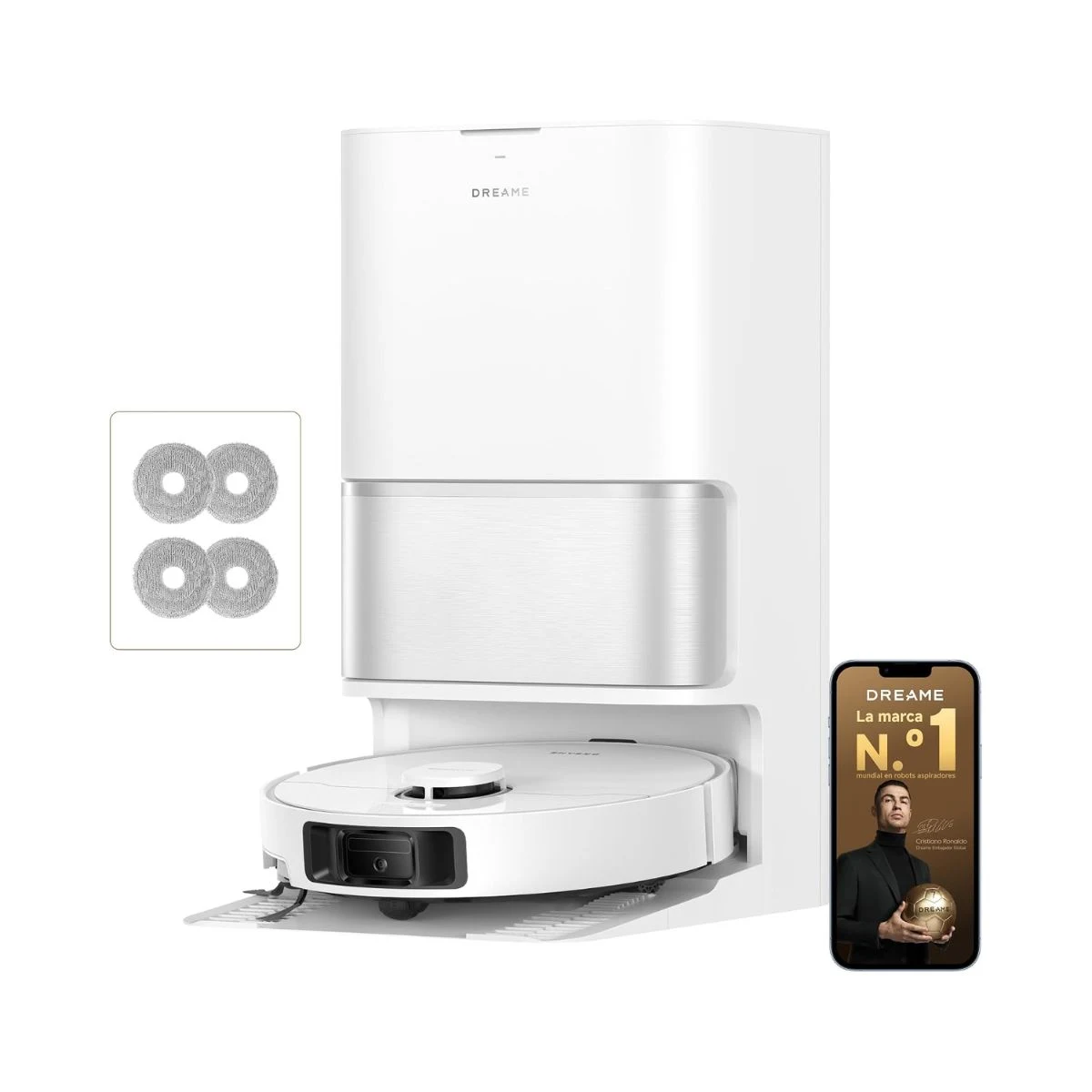 Robot aspirador Dreame L10s Ultra Gen 3 Kit blanco con estación multifunción, mopas adicionales y aplicación móvil