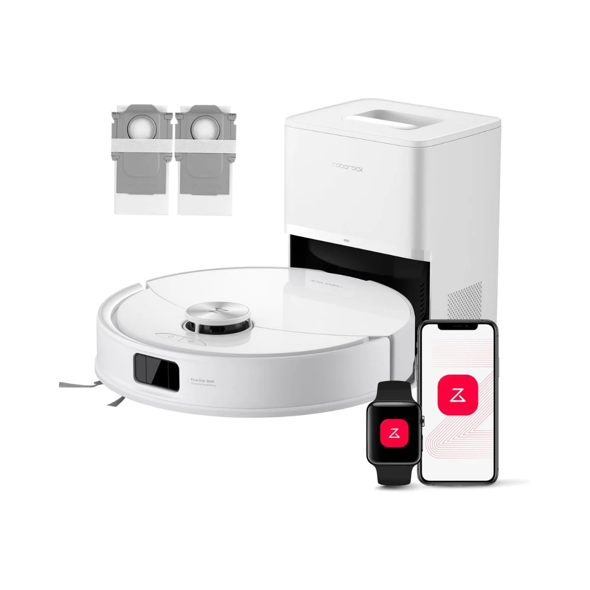 Robot aspirador Roborock Q10 S5+ Set blanco con base de autovaciado, móvil, reloj y bolsas adicionales