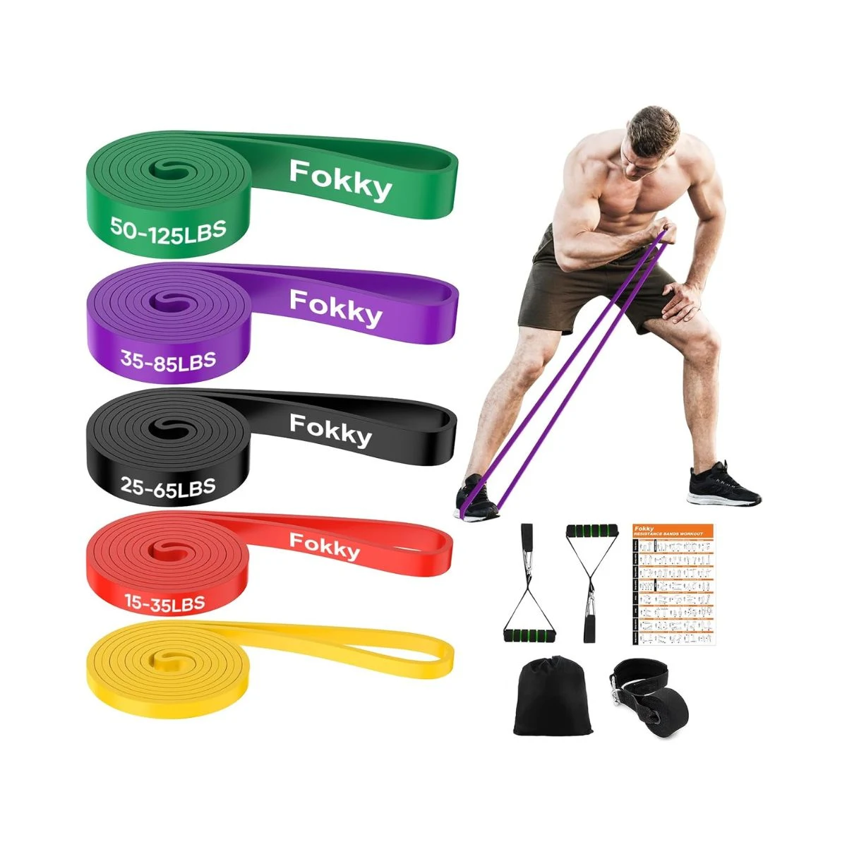 Set Fokky de cinco bandas de resistencia con accesorios