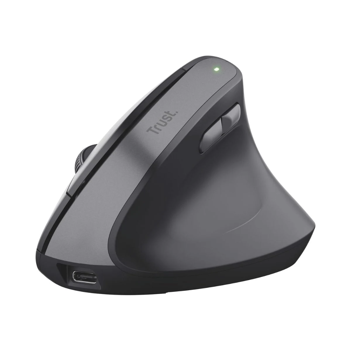 Ratón vertical inalámbrico Trust Yuno negro recargable por USB